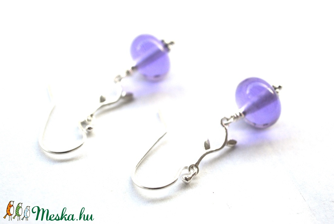 LADY LAVENDER, lámpagyöngy fülbevaló ezüst ágacskával - ékszer - fülbevaló - lógó fülbevaló - Meska.hu LADY LAVENDER, lámpagyöngy fülbevaló ezüst ágacskával - ékszer - fülbevaló - lógó fülbevaló - Meska.hu