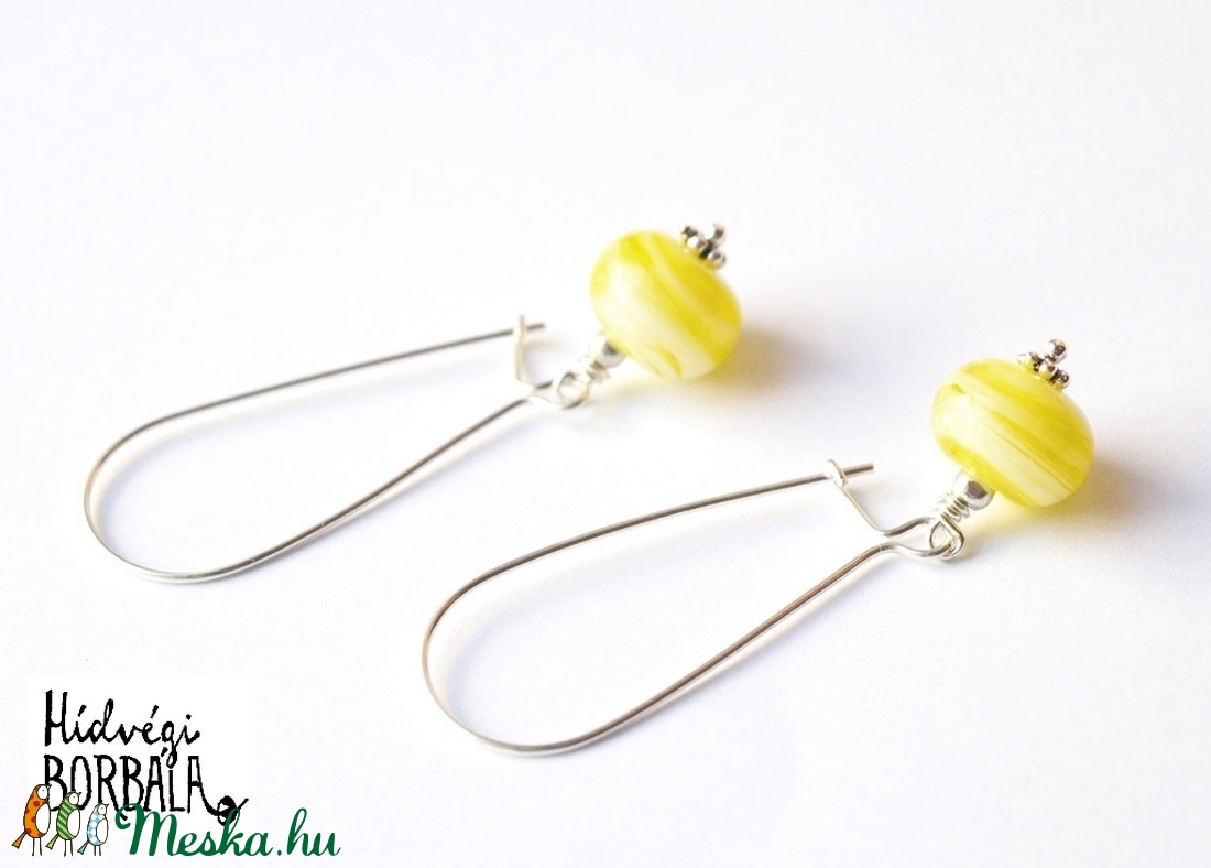 LEMON SHERBET, lámpagyöngy fülbevaló ezüsttel - ékszer - fülbevaló - lógó fülbevaló - Meska.hu LEMON SHERBET, lámpagyöngy fülbevaló ezüsttel - ékszer - fülbevaló - lógó fülbevaló - Meska.hu