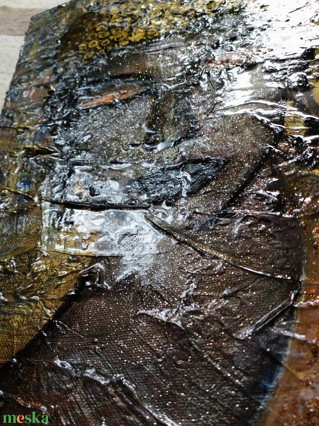 Fém hatású Buddha akril festmény - művészet - festmény - akril - Meska.hu