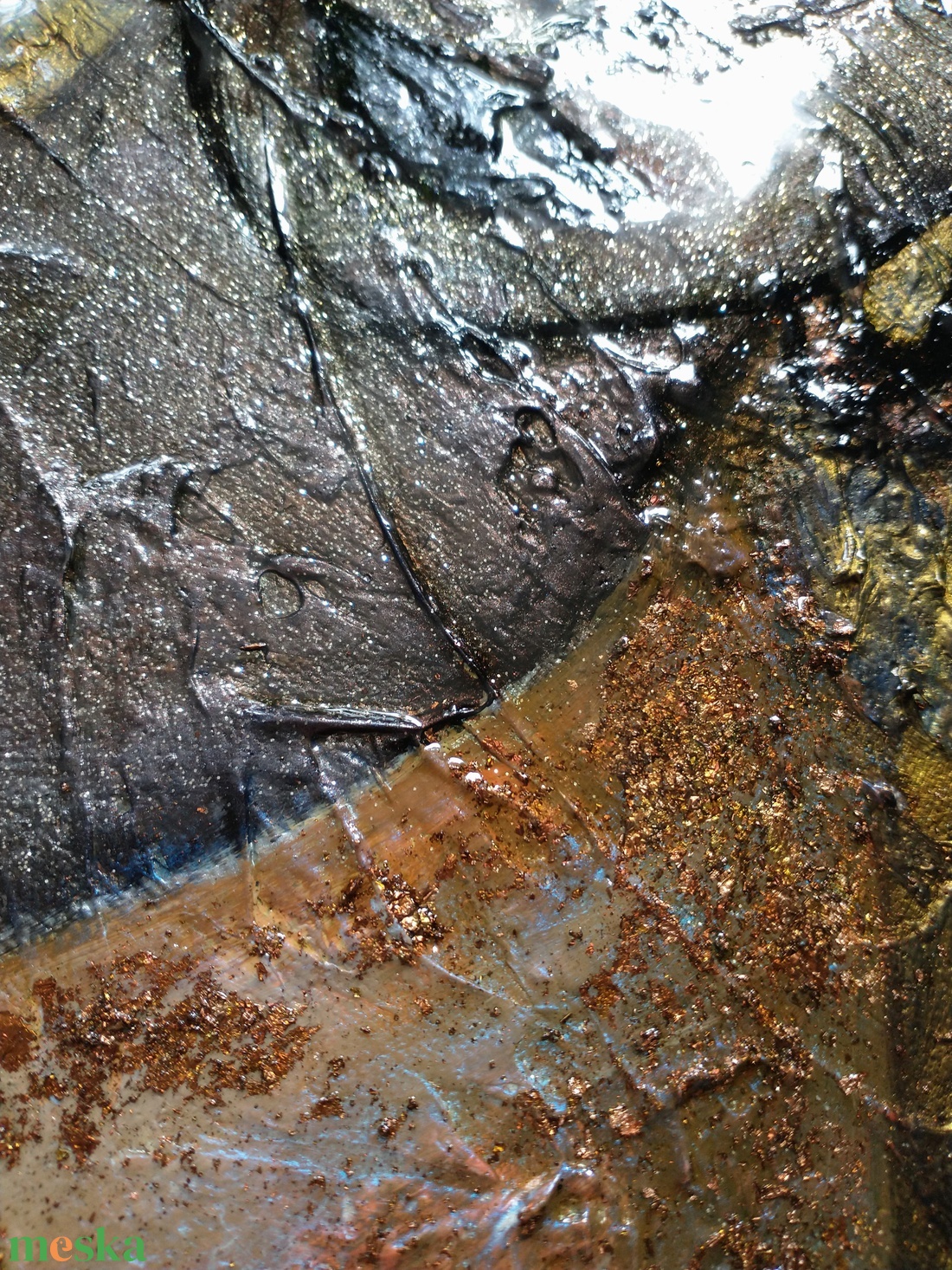 Fém hatású Buddha akril festmény - művészet - festmény - akril - Meska.hu