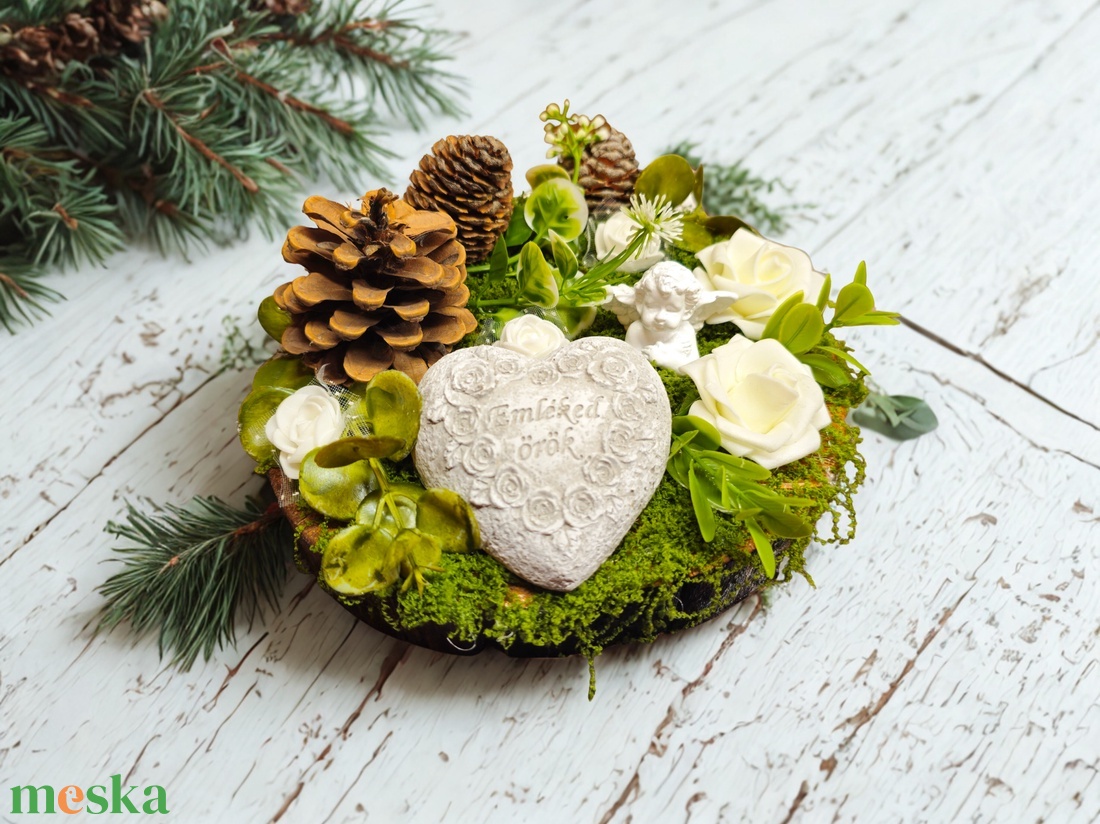 Mindszenteki sírdísz/ kegyeleti dísz  - otthon & életmód - vallás - temetkezési tárgy - sírkoszorú, kegyeleti koszorú - Meska.hu