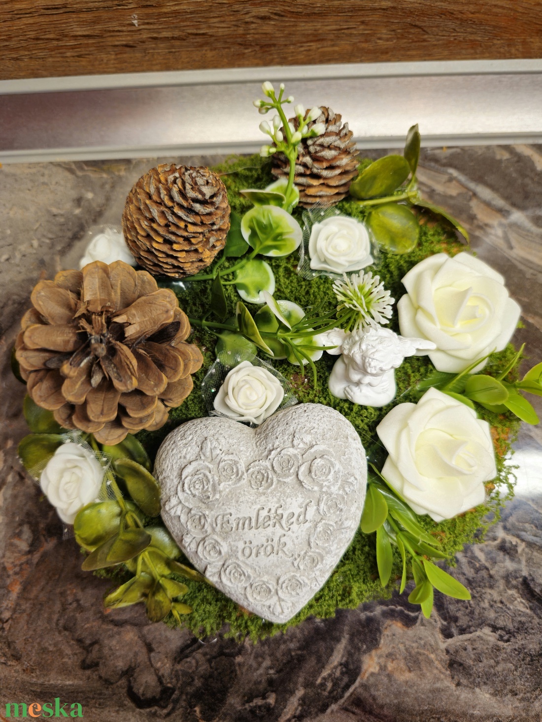 Mindszenteki sírdísz/ kegyeleti dísz  - otthon & életmód - vallás - temetkezési tárgy - sírkoszorú, kegyeleti koszorú - Meska.hu