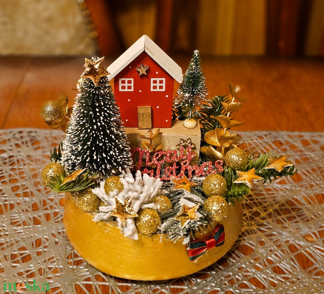 Karácsonyi asztaldísz  - karácsony - karácsonyi lakásdekoráció - ünnepi asztaldekoráció - Meska.hu