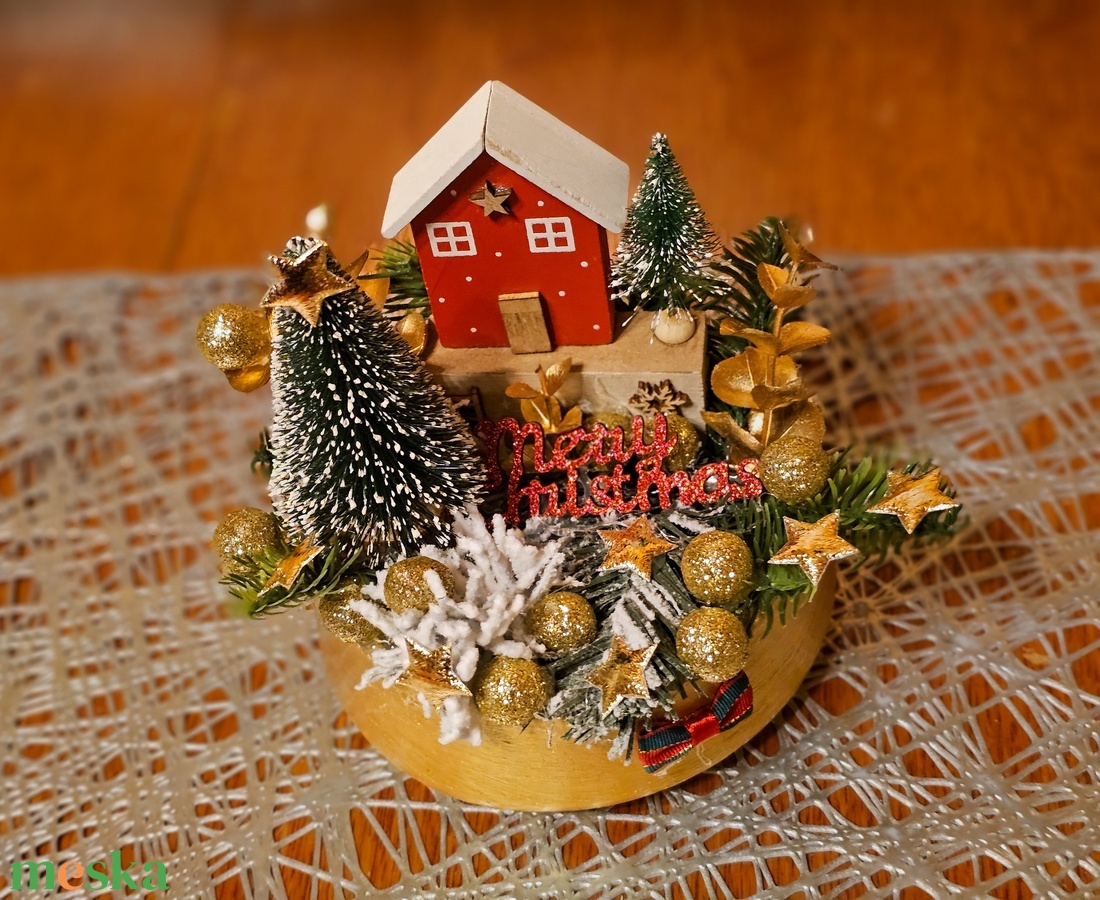 Karácsonyi asztaldísz  - karácsony - karácsonyi lakásdekoráció - ünnepi asztaldekoráció - Meska.hu