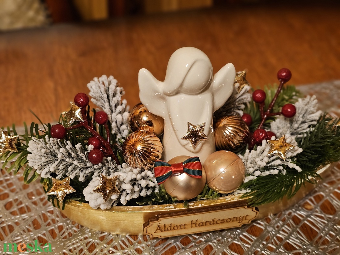 Karácsonyi asztaldísz  - karácsony - karácsonyi lakásdekoráció - ünnepi asztaldekoráció - Meska.hu
