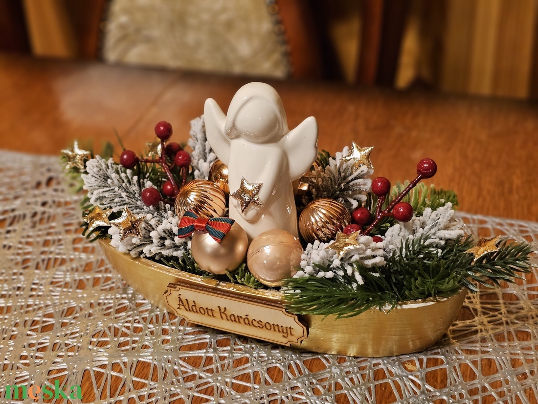 Karácsonyi asztaldísz  - karácsony - karácsonyi lakásdekoráció - ünnepi asztaldekoráció - Meska.hu