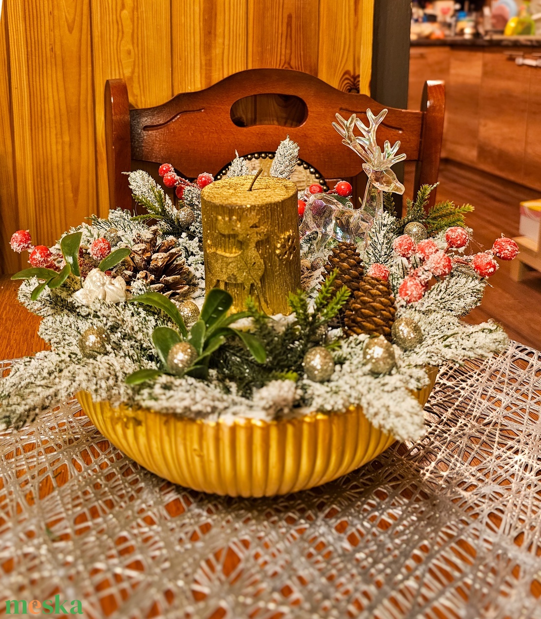 Téli asztaldísz  - karácsony - karácsonyi lakásdekoráció - karácsonyi lakásdíszek - Meska.hu