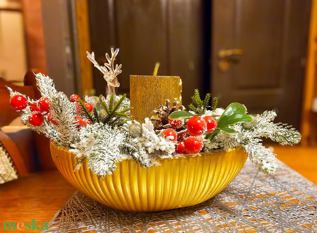 Téli asztaldísz  - karácsony - karácsonyi lakásdekoráció - karácsonyi lakásdíszek - Meska.hu