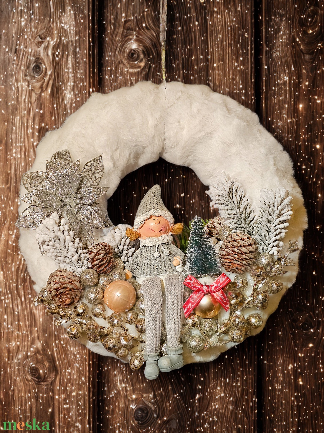 Téli ajtókopogtató  - karácsony - adventi díszek - adventi ajtódísz - Meska.hu