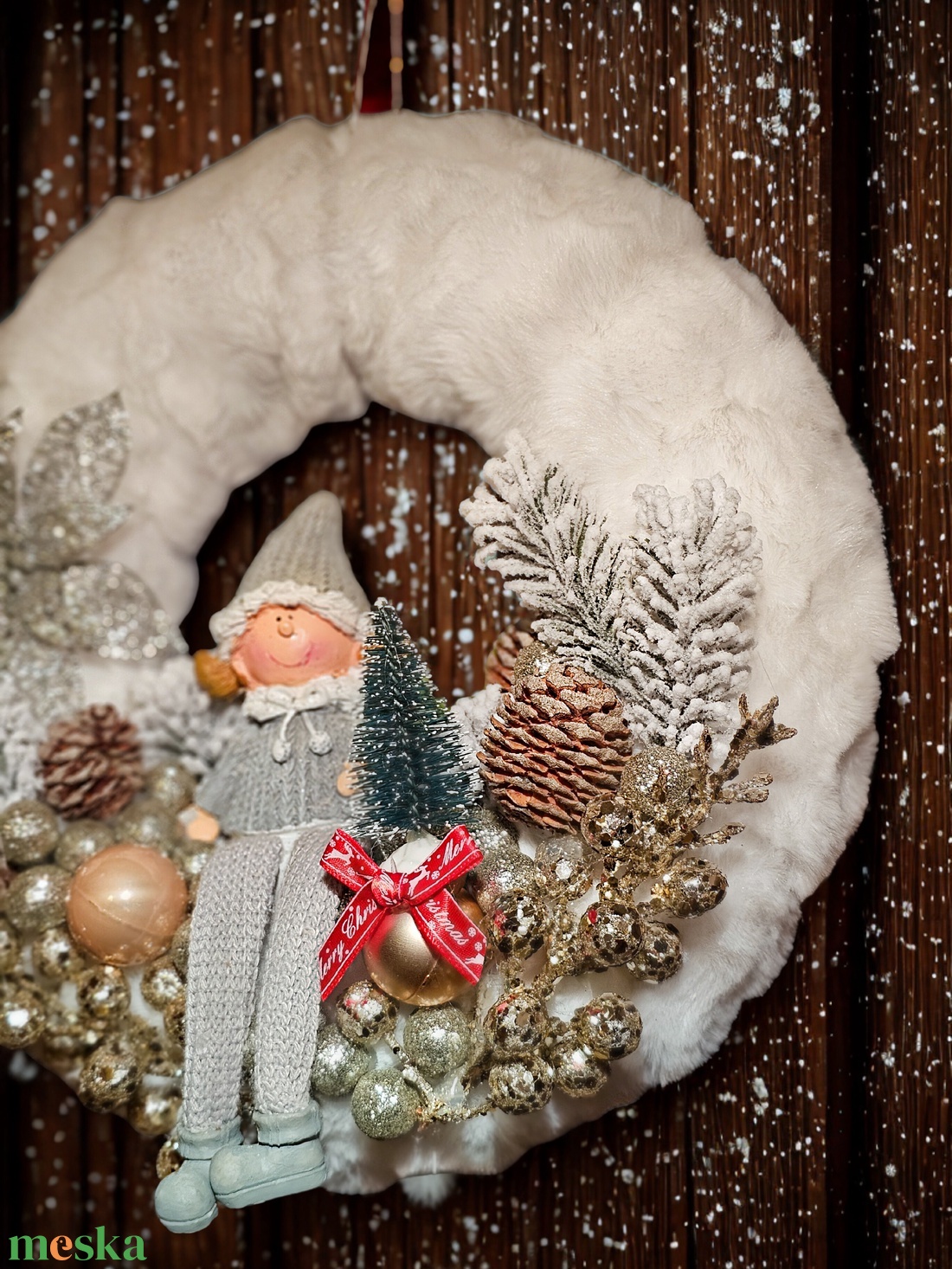 Téli ajtókopogtató  - karácsony - adventi díszek - adventi ajtódísz - Meska.hu