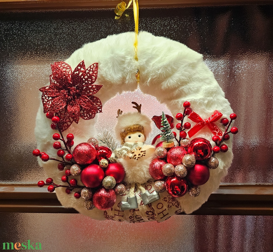 Téli ajtókopogtató  - karácsony - karácsonyi lakásdekoráció - karácsonyi ajtódíszek - Meska.hu