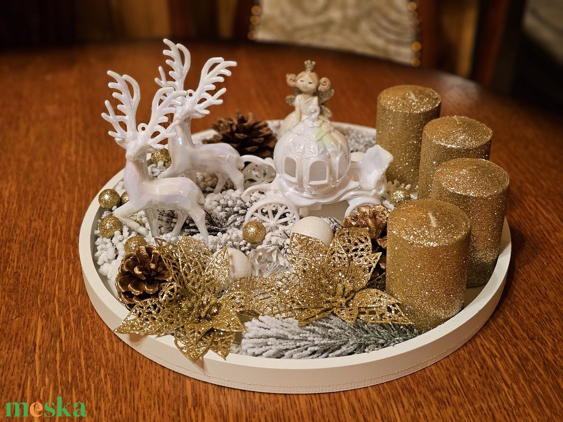 Adventi koszorú- Arany Téli Varázslat  - karácsony - adventi díszek - adventi koszorú - Meska.hu