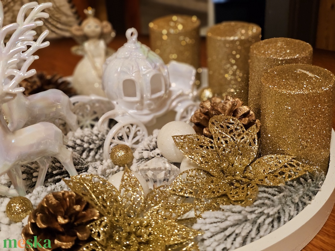 Adventi koszorú- Arany Téli Varázslat  - karácsony - adventi díszek - adventi koszorú - Meska.hu