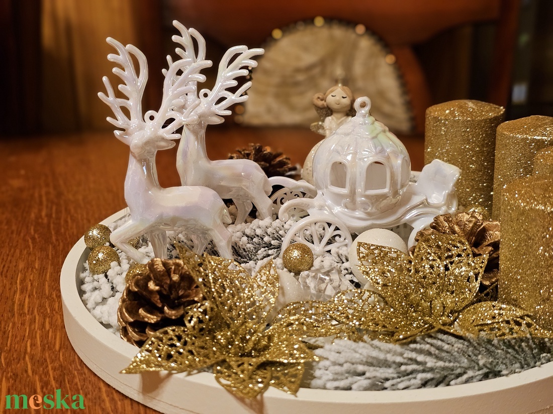 Adventi koszorú- Arany Téli Varázslat  - karácsony - adventi díszek - adventi koszorú - Meska.hu