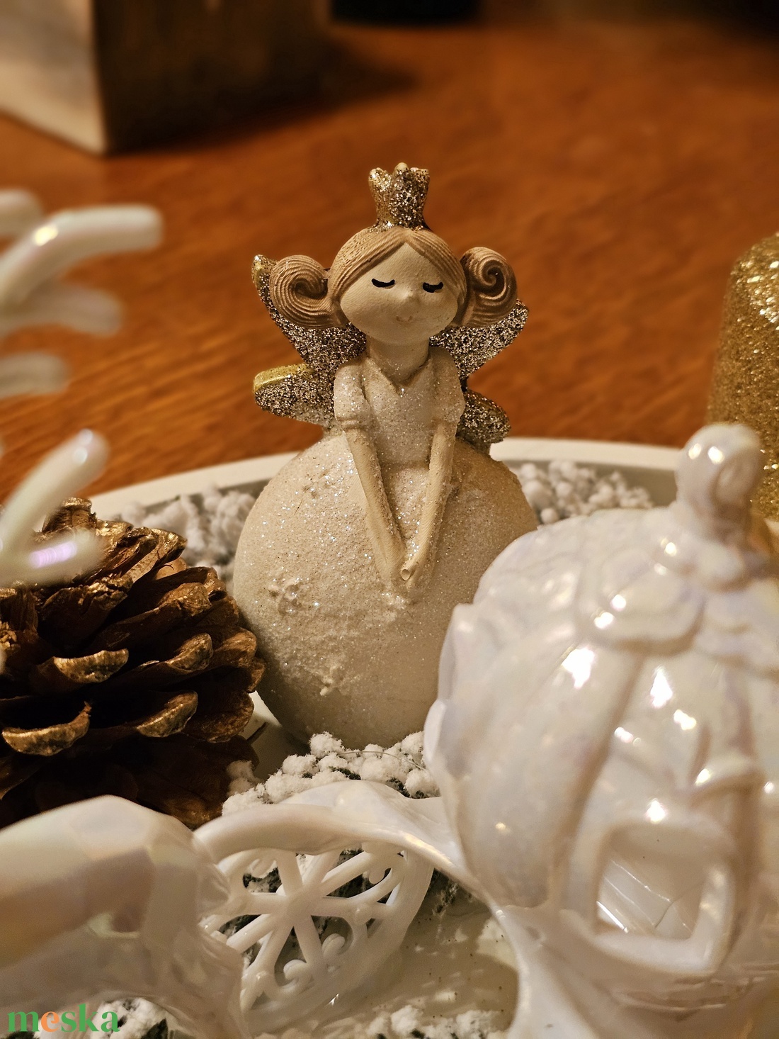 Adventi koszorú- Arany Téli Varázslat  - karácsony - adventi díszek - adventi koszorú - Meska.hu