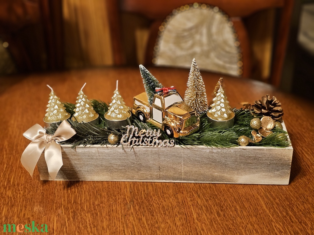 Adventi koszorú- Arany karácsonyi expressz  - karácsony - adventi díszek - adventi koszorú - Meska.hu