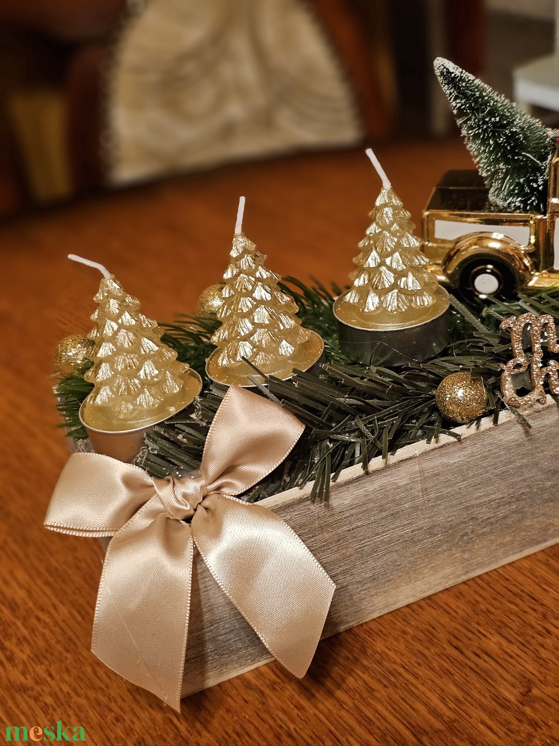 Adventi koszorú- Arany karácsonyi expressz  - karácsony - adventi díszek - adventi koszorú - Meska.hu