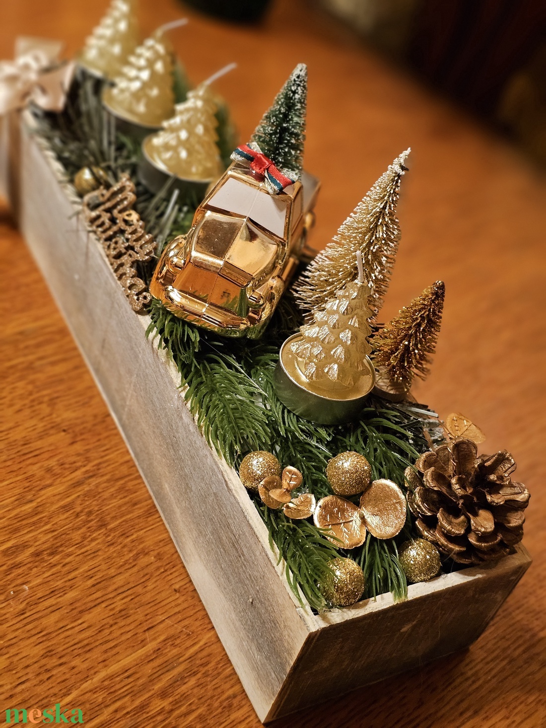 Adventi koszorú- Arany karácsonyi expressz  - karácsony - adventi díszek - adventi koszorú - Meska.hu