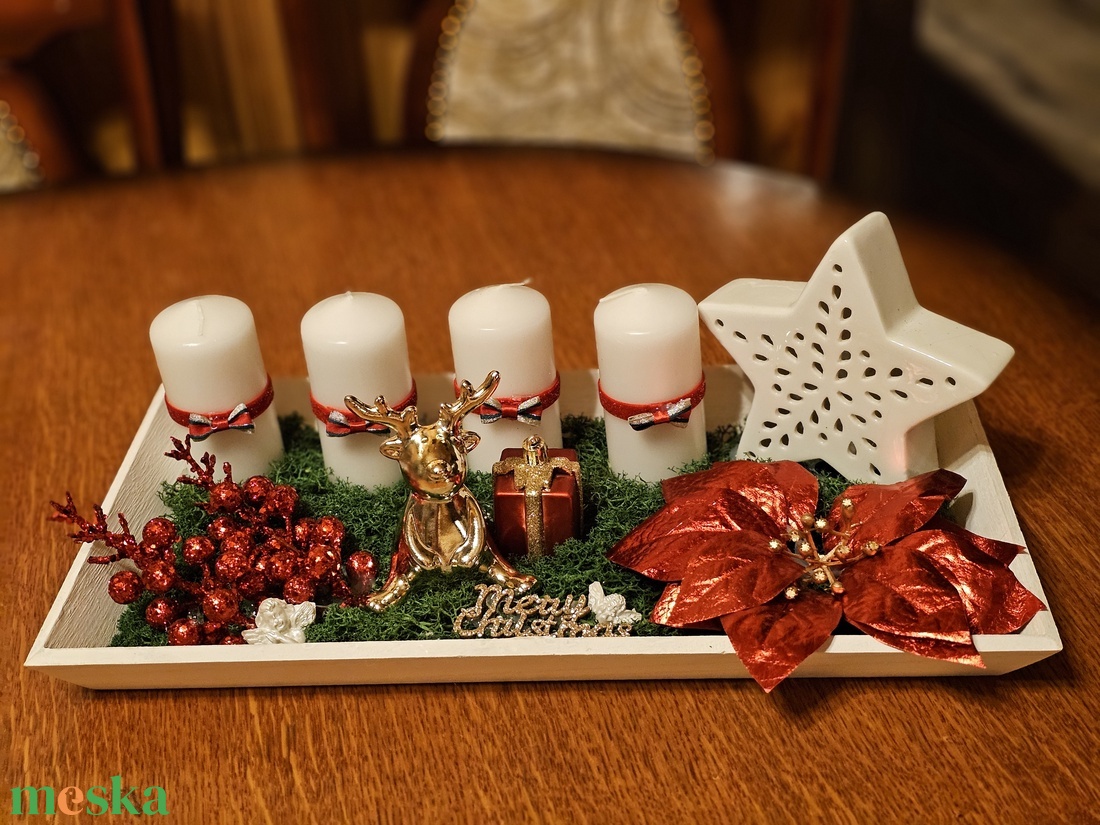 Adventi koszorú  Téli Csillagfény - karácsony - adventi díszek - adventi koszorú - Meska.hu