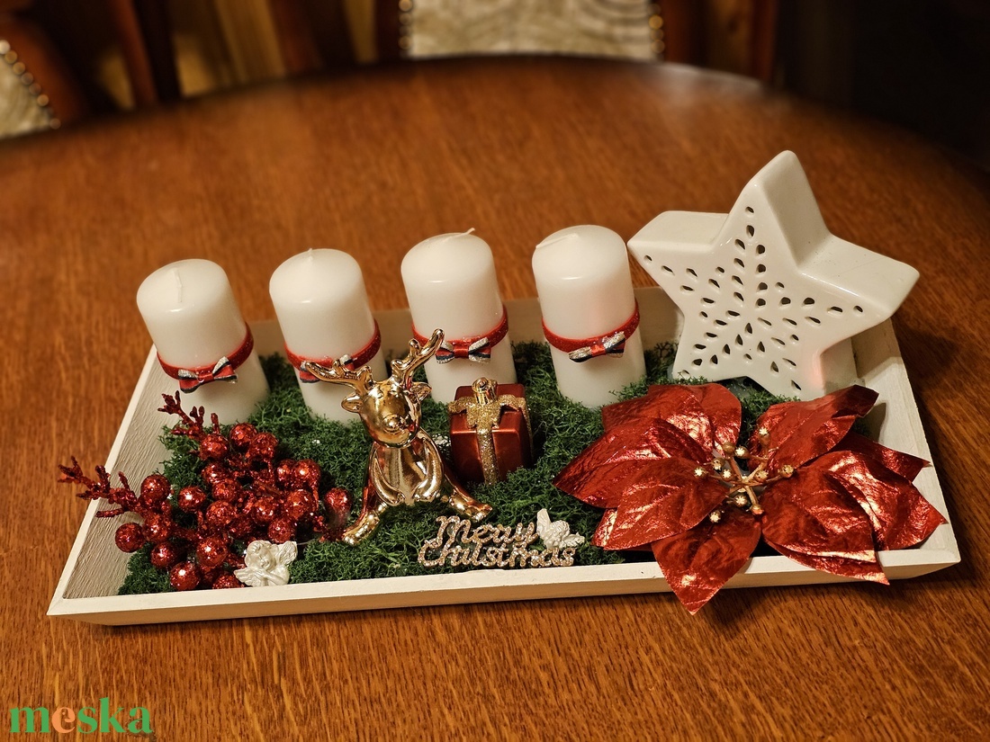 Adventi koszorú  Téli Csillagfény - karácsony - adventi díszek - adventi koszorú - Meska.hu
