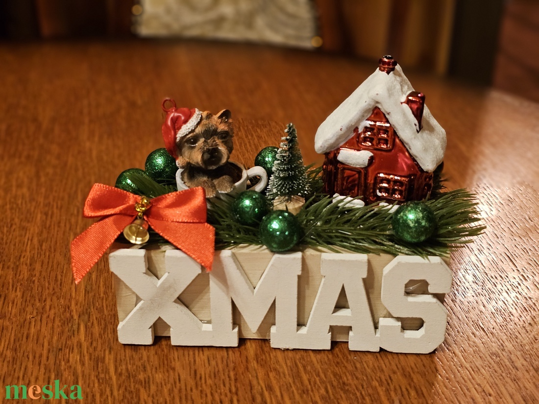 Yorkshire Terrier kutya karácsonyi dekoráció  - karácsony - karácsonyi lakásdekoráció - karácsonyi lakásdíszek - Meska.hu
