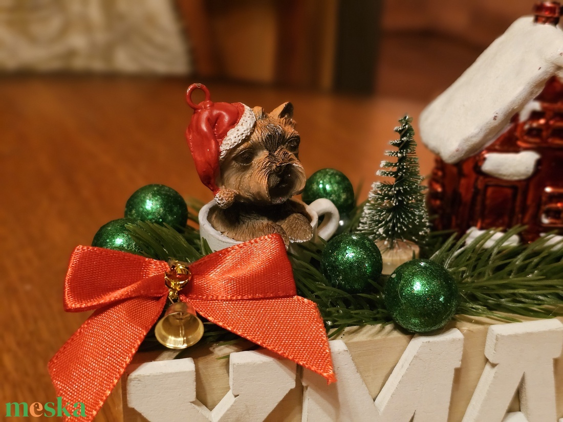 Yorkshire Terrier kutya karácsonyi dekoráció  - karácsony - karácsonyi lakásdekoráció - karácsonyi lakásdíszek - Meska.hu
