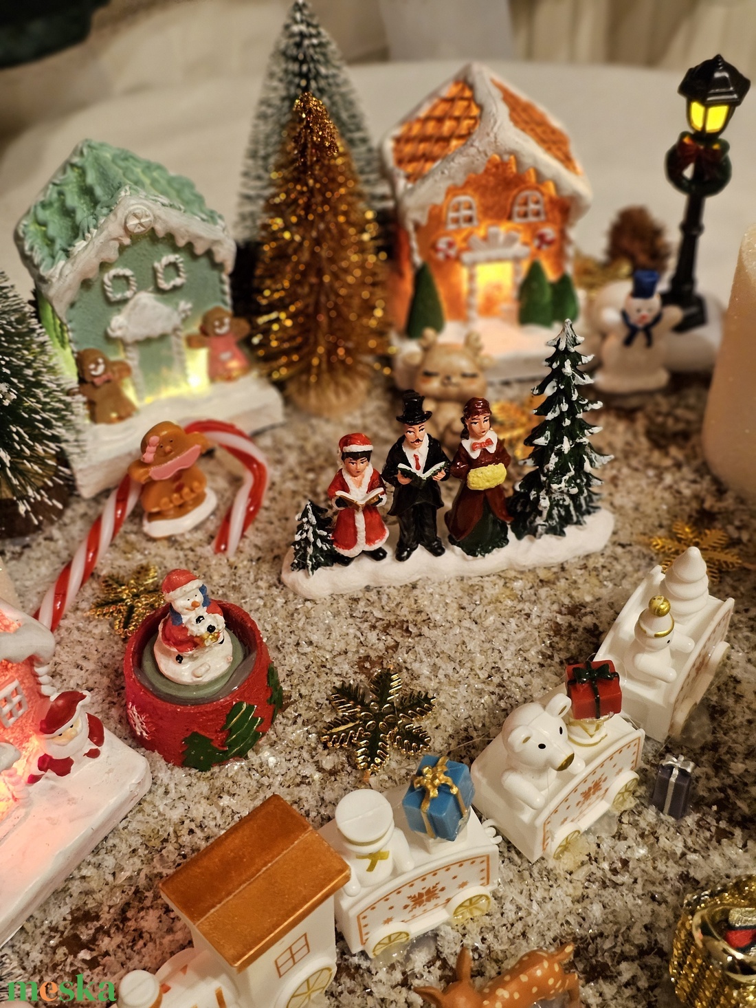 Adventi koszorú - Mesebeli Téli falucska - karácsony - adventi díszek - adventi koszorú - Meska.hu