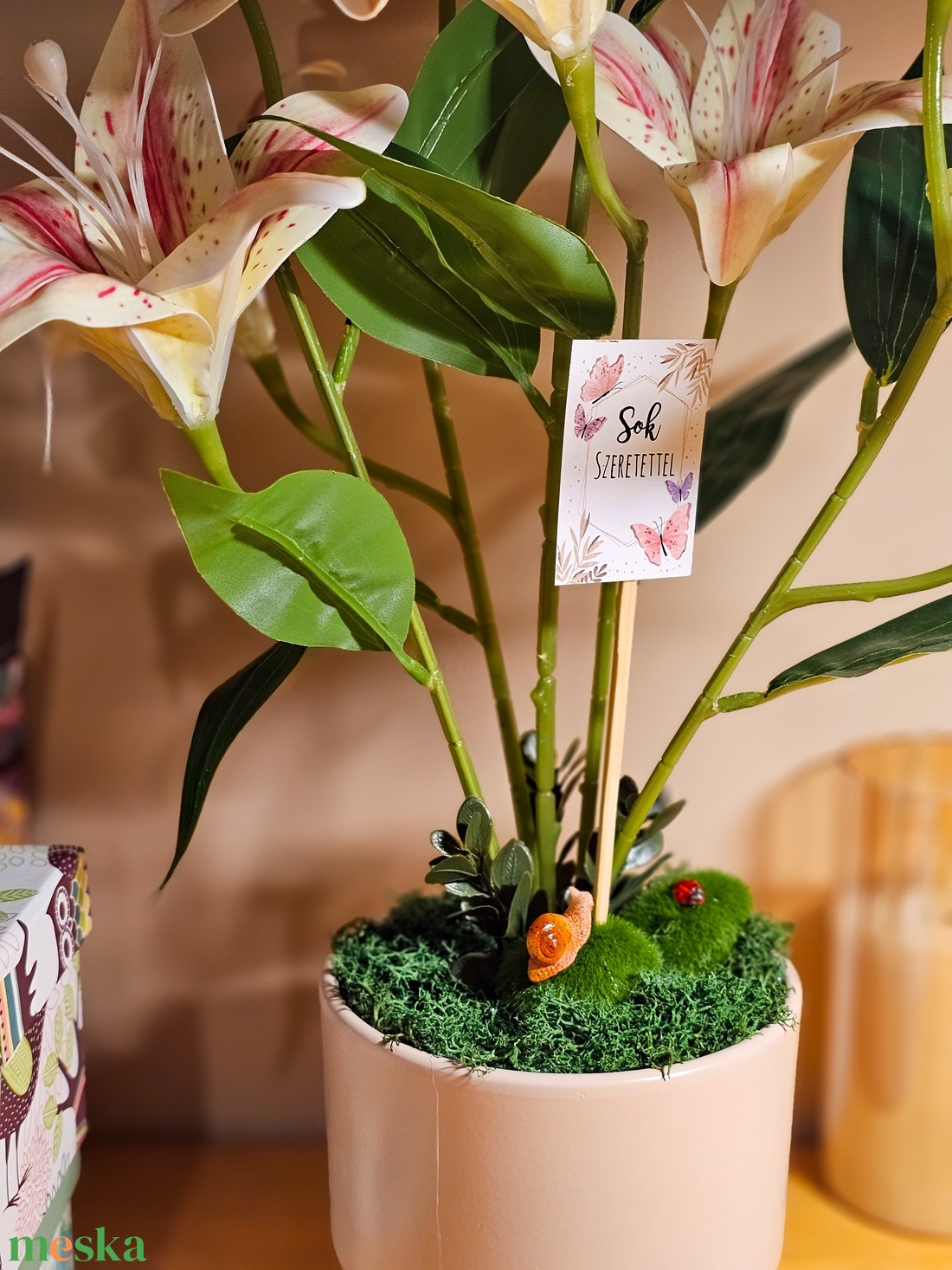 Liliom asztaldísz cserépben � gondozásmentes - otthon & életmód - dekoráció - virágdísz és tartó - csokor & virágdísz - Meska.hu