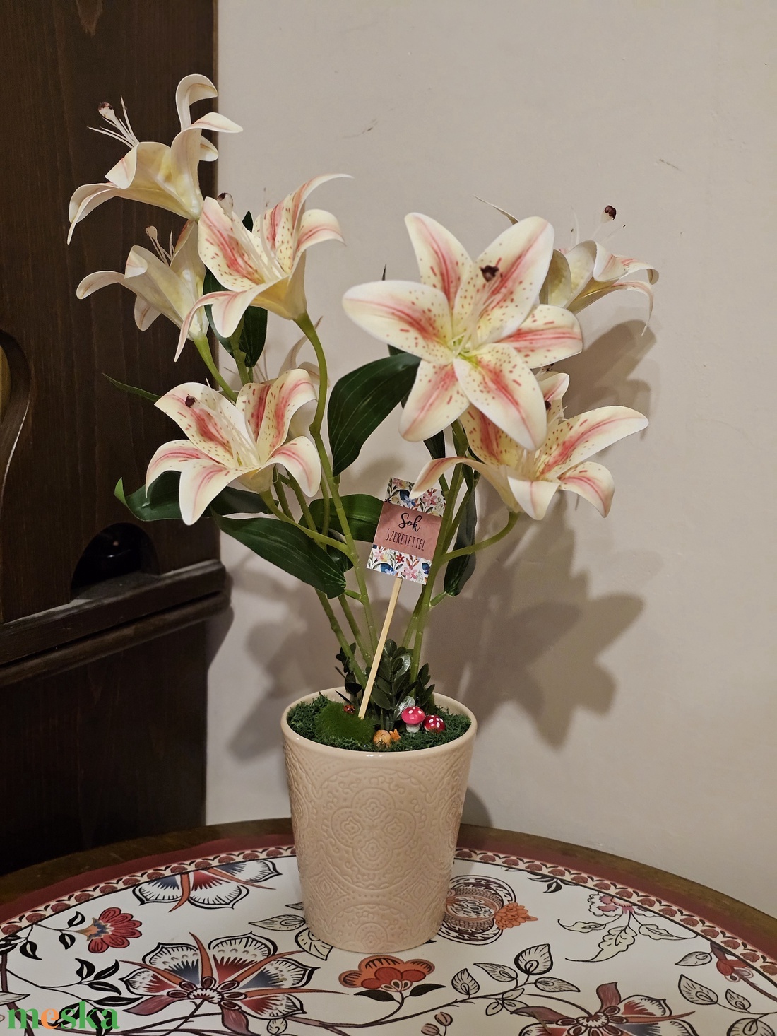 Liliom asztaldísz cserépben � gondozásmentes - otthon & életmód - dekoráció - Meska.hu