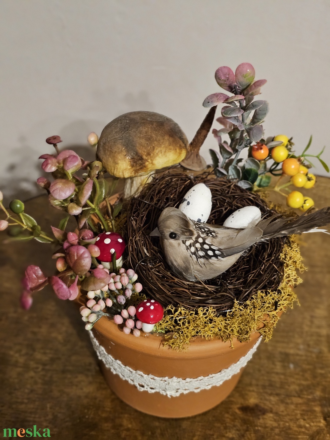 Madárfészkes tavaszi asztaldekor - otthon & életmód - dekoráció - asztal és polc dekoráció - asztaldísz - Meska.hu