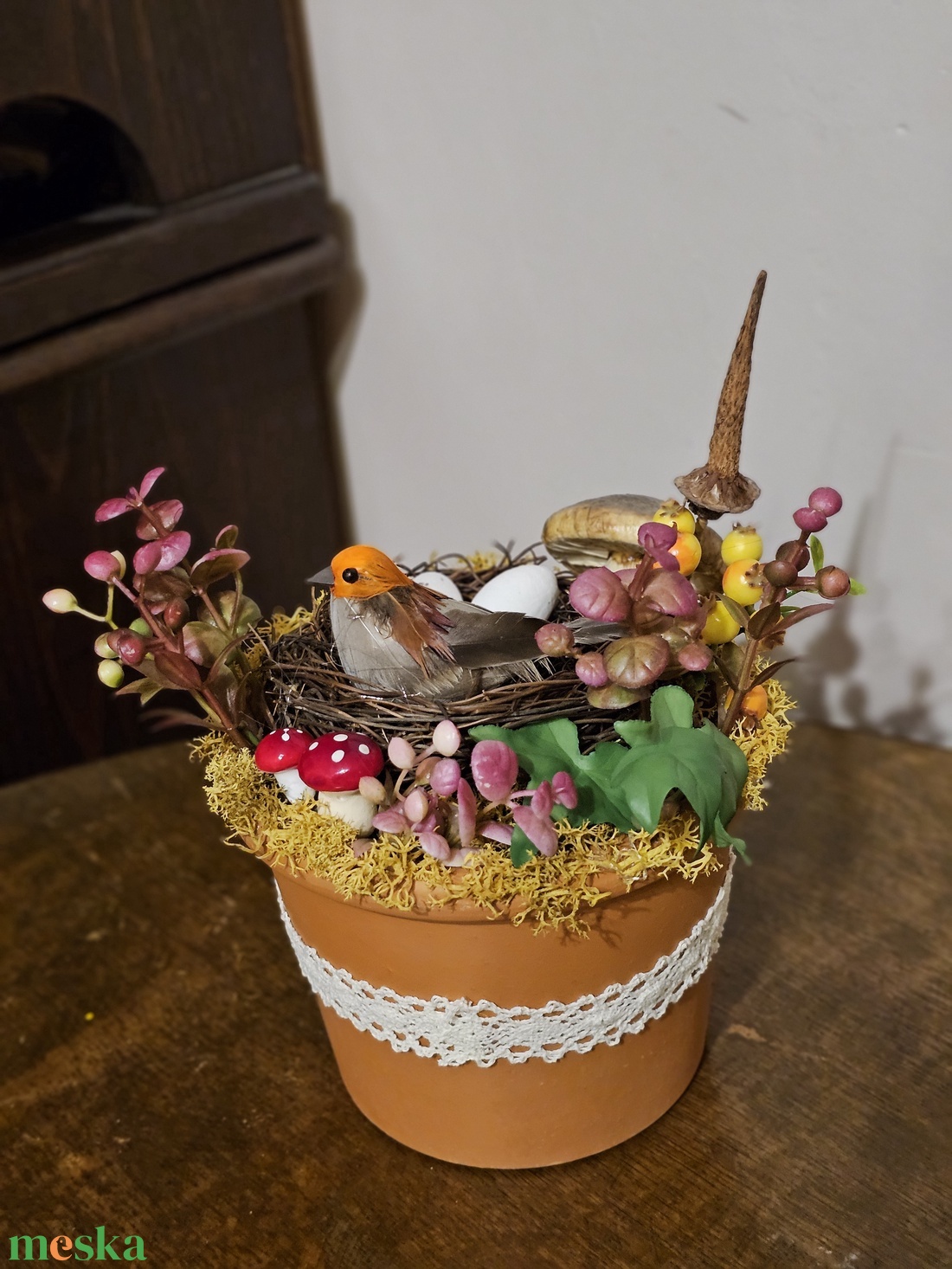 Madárfészkes tavaszi asztaldekor - otthon & életmód - dekoráció - asztal és polc dekoráció - asztaldísz - Meska.hu