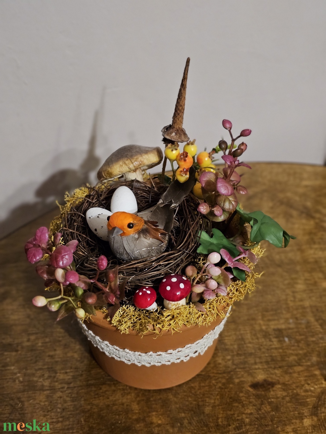 Madárfészkes tavaszi asztaldekor - otthon & életmód - dekoráció - asztal és polc dekoráció - asztaldísz - Meska.hu