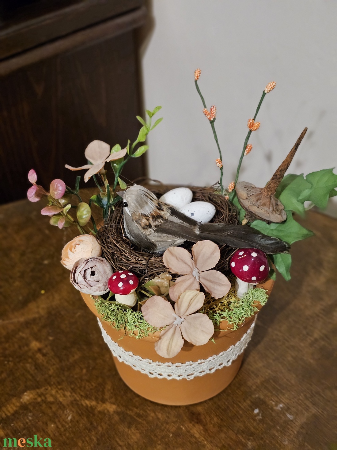 Madárfészkes tavaszi asztaldekor - otthon & életmód - dekoráció - asztal és polc dekoráció - asztaldísz - Meska.hu