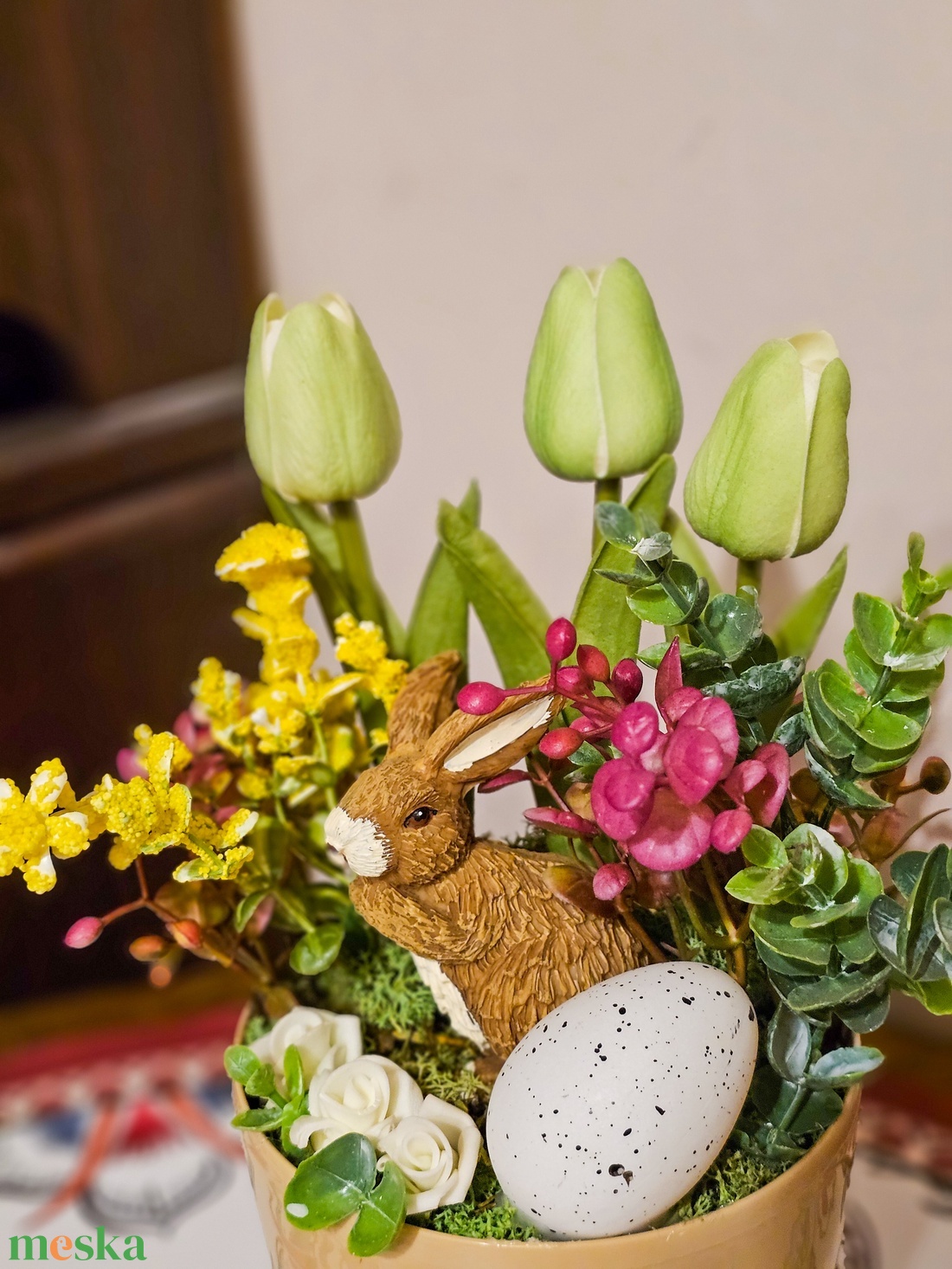 Tavaszi asztaldísz  - otthon & életmód - virágdekoráció - virágdíszek - virágdísz kaspóban - Meska.hu