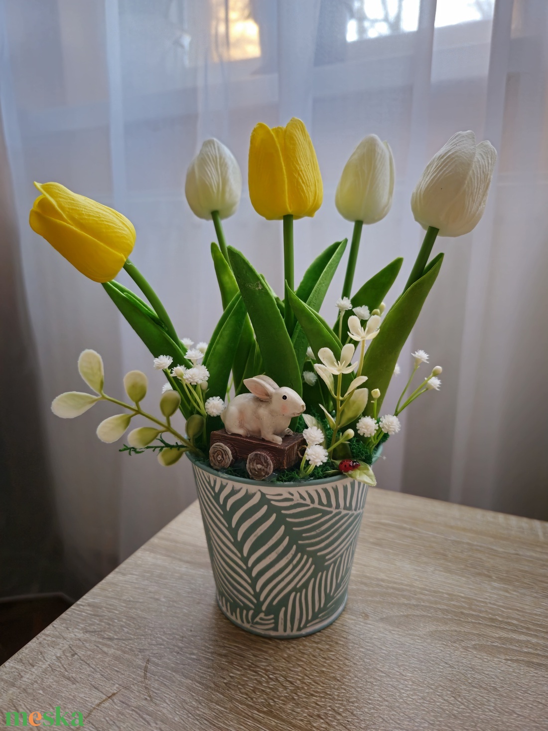 Tulipános dekoráció  - otthon & életmód - virágdekoráció - virágdíszek - virágdísz kaspóban - Meska.hu