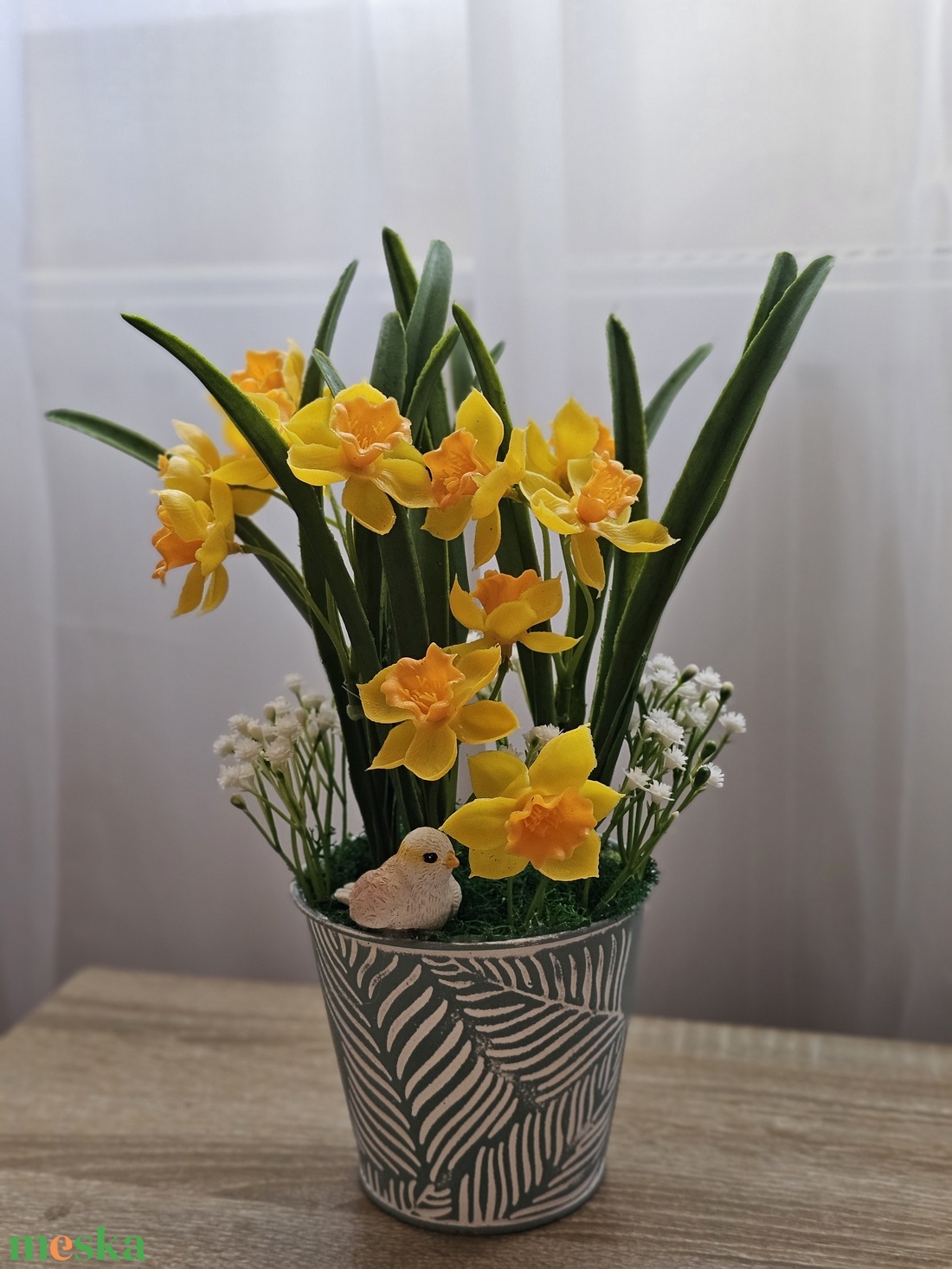 Nárcisz kaspóban  - otthon & életmód - virágdekoráció - virágdíszek - virágdísz kaspóban - Meska.hu
