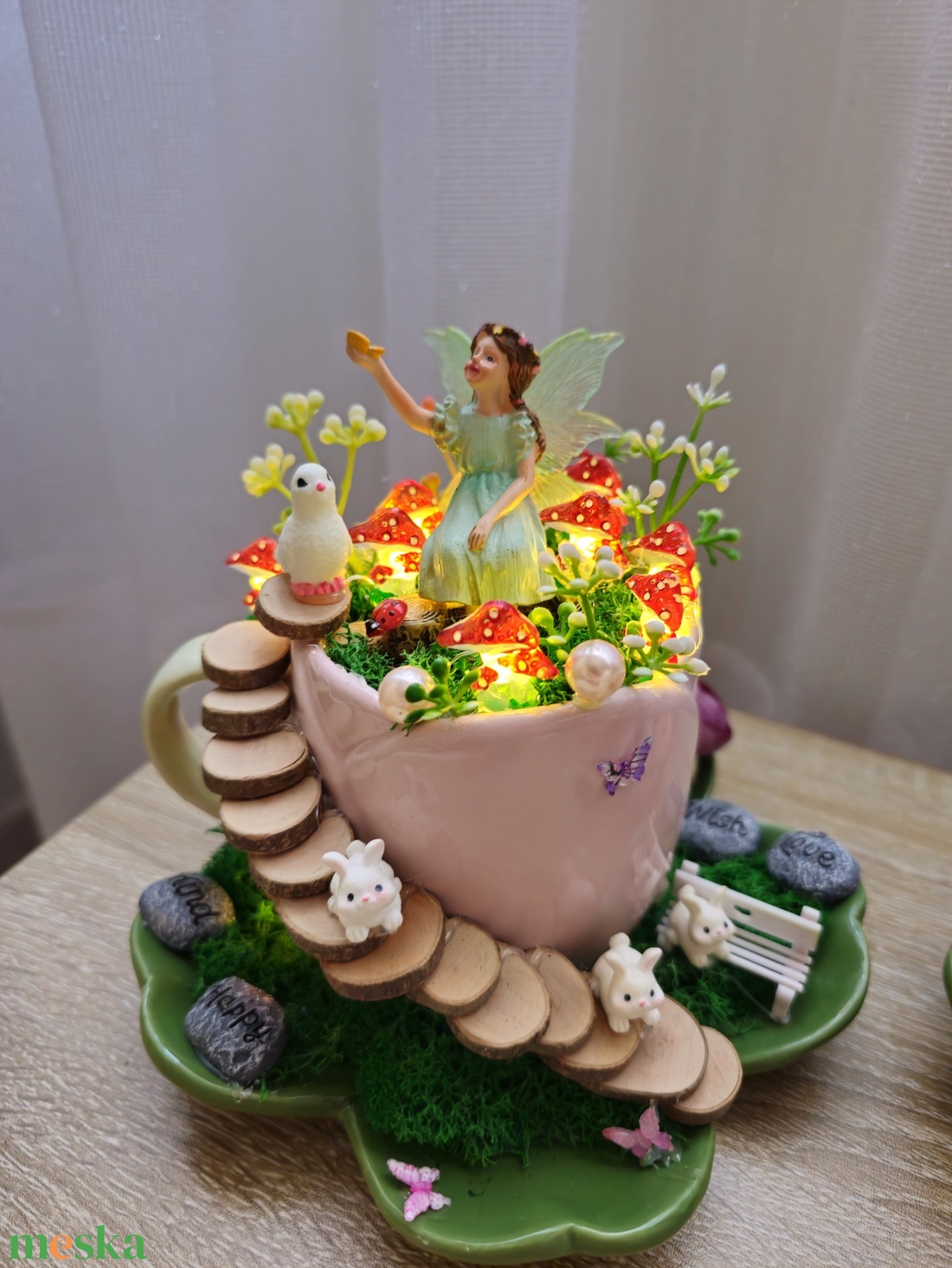 Mini tündérkert világítással  - otthon & életmód - dekoráció - asztal és polc dekoráció - asztaldísz - Meska.hu
