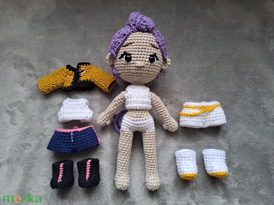 Kpop démonvadászok, Rumi horgolt baba - játék & sport - baba & babaház - öltöztethető baba - Meska.hu