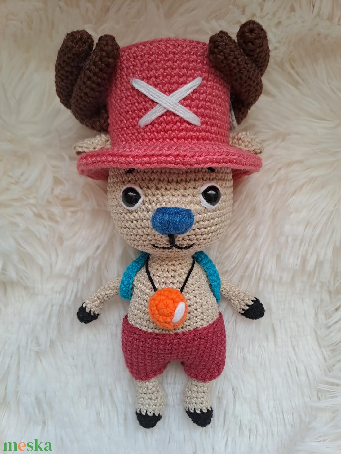 Chopper horgolt figura, One Piece-ből - játék & sport - plüssállat & játékfigura - más figura - Meska.hu