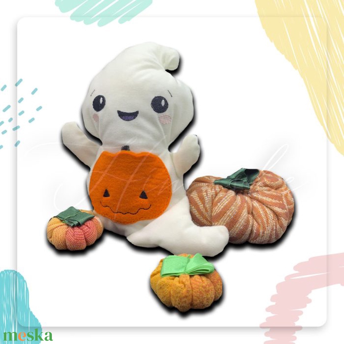 Hímeske sötétben világító plüss szellem - otthon & életmód - dekoráció - halloween - halloweeni figurák - Meska.hu