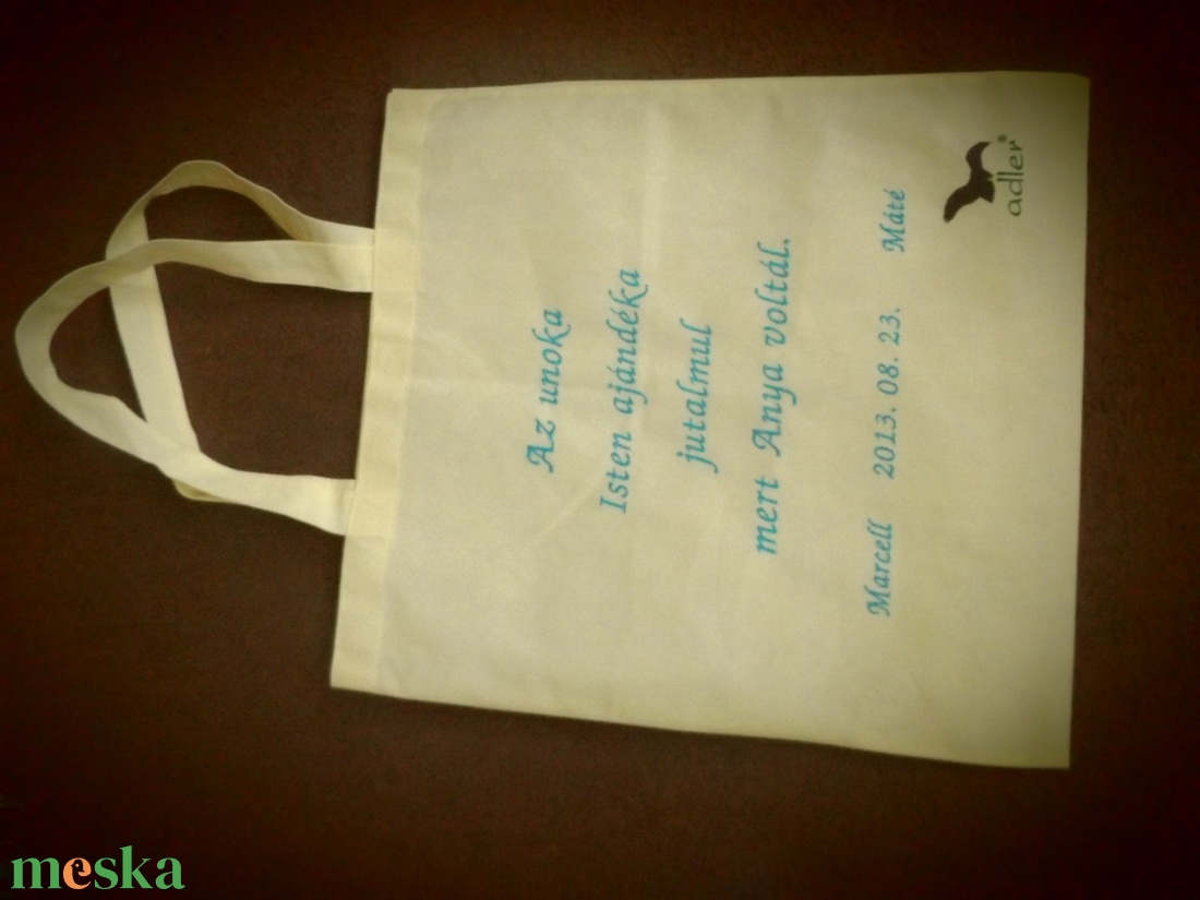 Egyedi szöveggel hímzett vászontáska -  - Meska.hu
