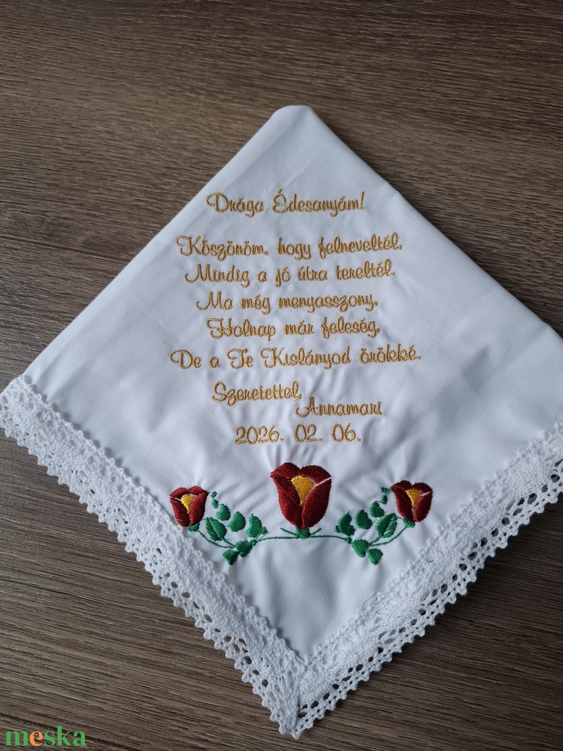 Szülőköszöntő keszkenő - esküvő - emlék & ajándék - szülőköszöntő ajándék - Meska.hu