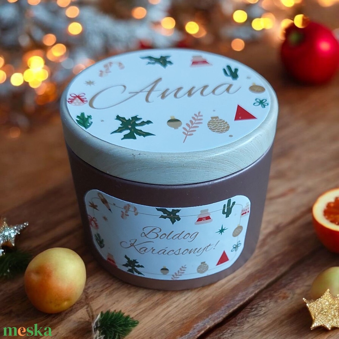 Kézműves karácsonyi illatgyertya egyedi felirattal - karácsony - karácsonyi lakásdekoráció - karácsonyi illatgyertya, mécses - Meska.hu