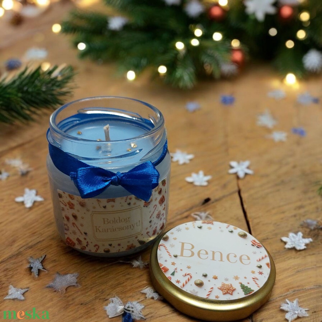 Kézműves karácsonyi illatgyertya egyedi felirattal - karácsony - karácsonyi lakásdekoráció - karácsonyi illatgyertya, mécses - Meska.hu