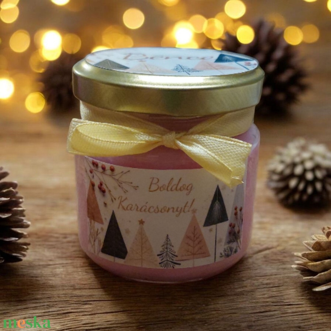Kézműves karácsonyi illatgyertya egyedi felirattal - karácsony - karácsonyi lakásdekoráció - karácsonyi illatgyertya, mécses - Meska.hu