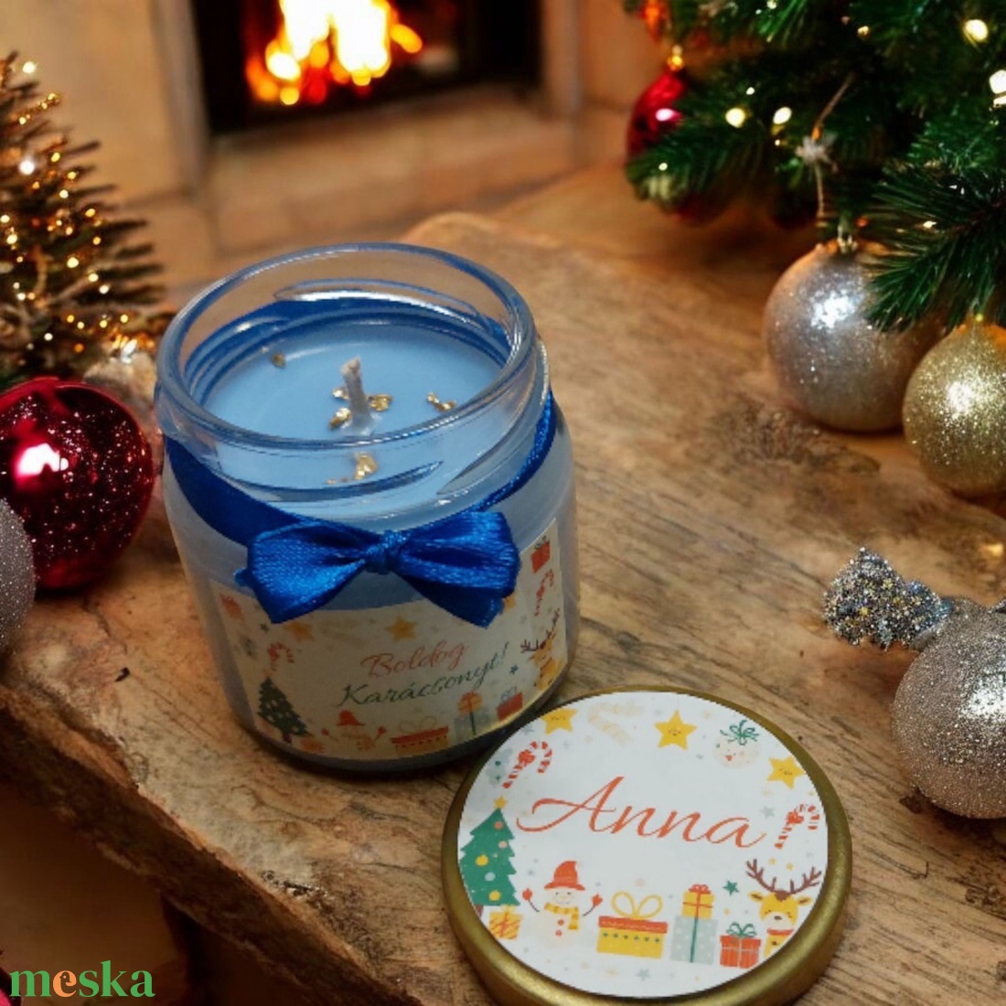 Kézműves karácsonyi illatgyertya egyedi felirattal - karácsony - karácsonyi lakásdekoráció - karácsonyi illatgyertya, mécses - Meska.hu