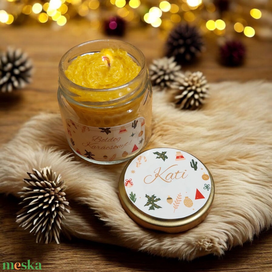 Méhviasz Gyertya karácsonyi illatgyertya köszönetajándék - esküvő - emlék & ajándék - köszönőajándék - Meska.hu