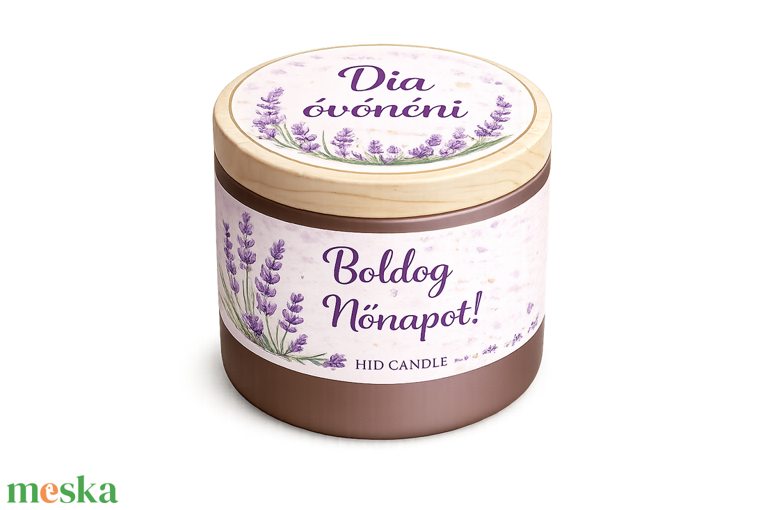 Rose Gold tégelyes levendulás gyertya � Boldog Nőnapot! felirattal - otthon & életmód - gyertya, illat, aroma - gyertya - Meska.hu