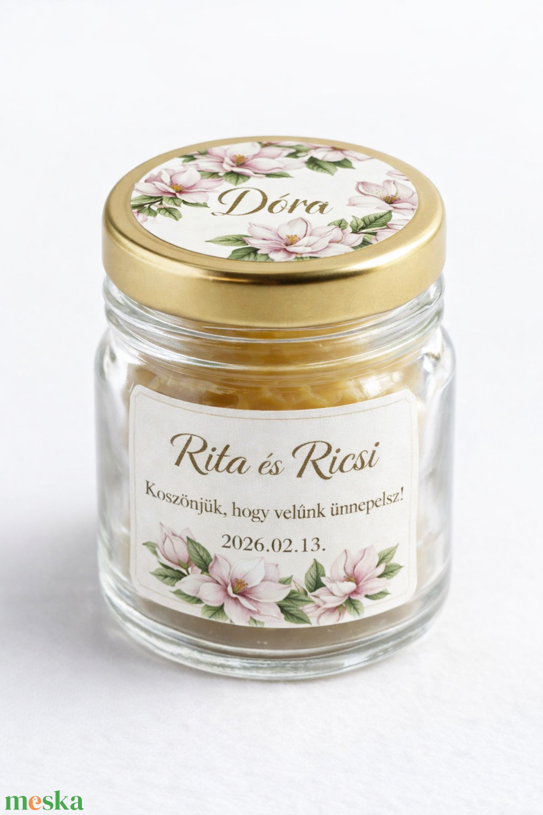 Magnolia Lumi�re � személyre szabott méhviasz esküvői köszönőajándék gyertya - otthon & életmód - gyertya, illat, aroma - gyertya - Meska.hu