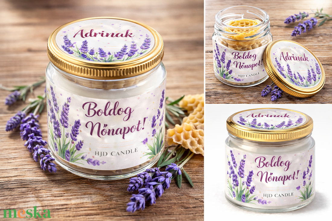 Levendula Ölelés � Nőnapi Méhviaszgyertya - otthon & életmód - gyertya, illat, aroma - gyertya - Meska.hu